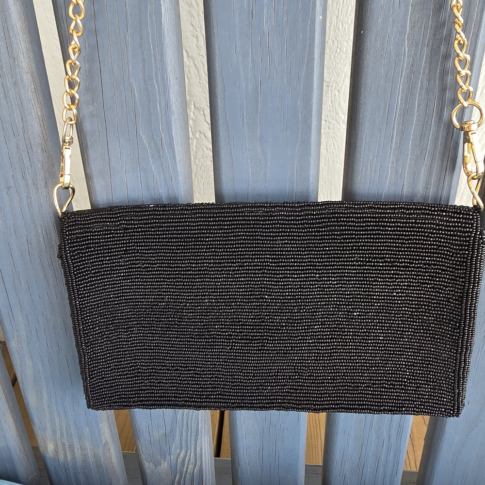 Chic Black Beaded Evening Clutch - Picture 13 of 16
